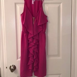 Hot pink dress with zipper detailing
